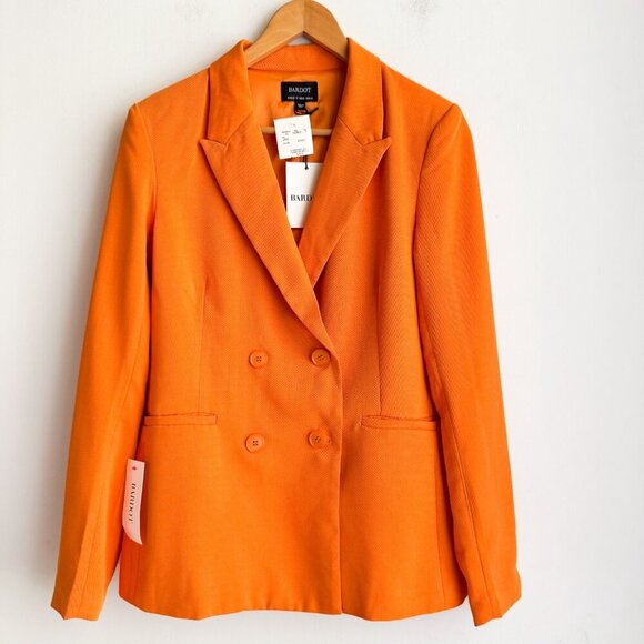 Bardot Orange Classic Double Breasted Blazer 6/S - Picture 3 of 5
